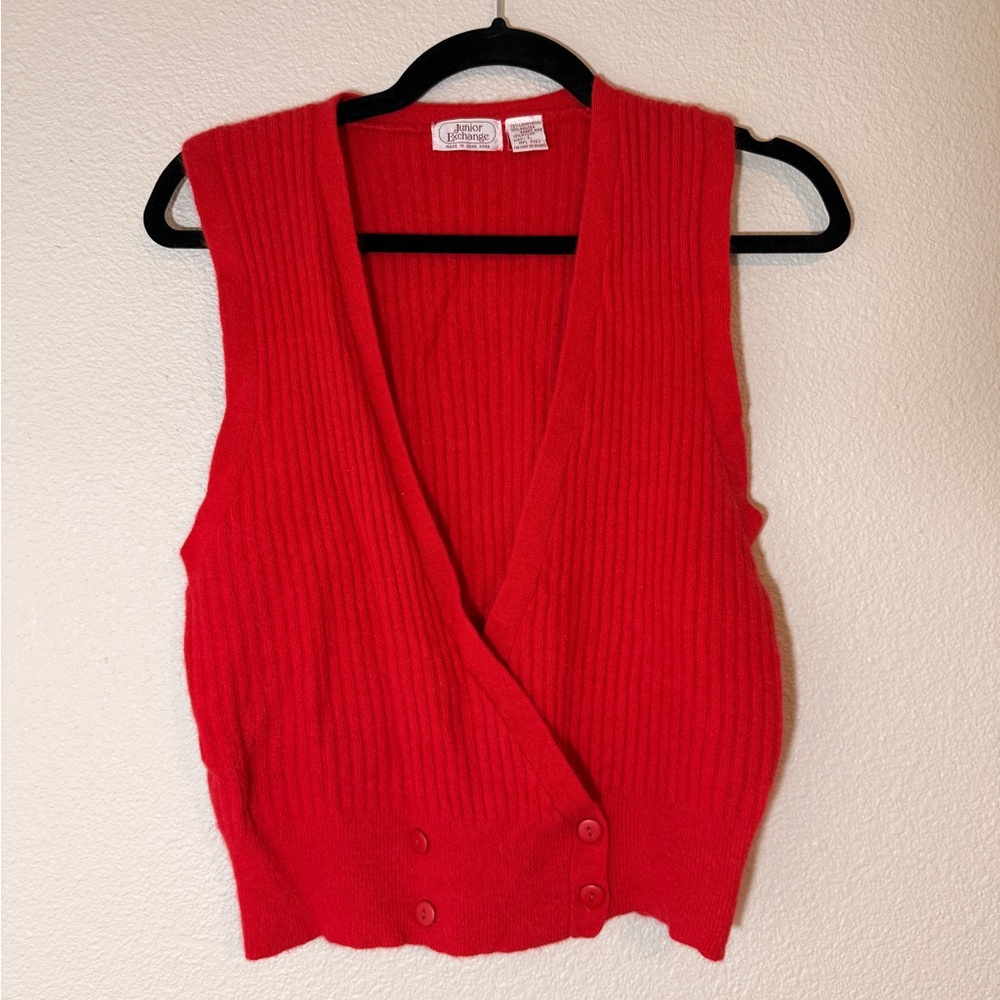 Vintage Lambswool and Rabbit Hair Red Sleeveless Sweater Vest